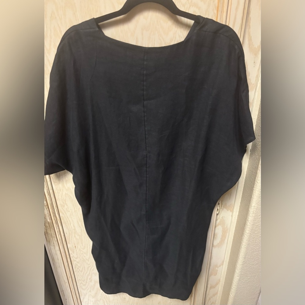 Chico's Short Dress Linen Wedge Dress Black Sz 1 (8-10) Resortwear‎ Vacation - Picture 2 of 13